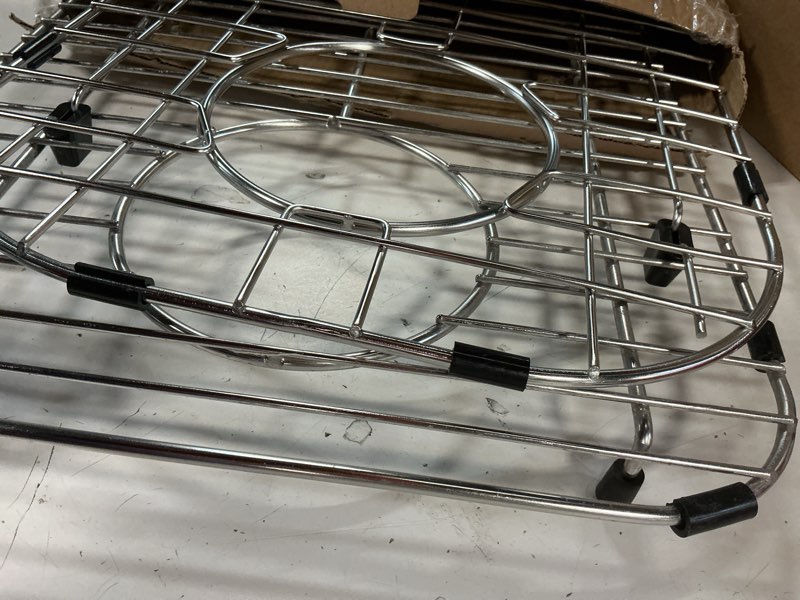 Condition photo showing As Is for orgneas sink protectors for kitchen sinks, double bowl sink bottom grid 13"x16" and 11.2"x14.5", 304 premium stainless steel kitchen sinks grate rack grid, centered drain, 2 pcs 13"x16"&11.2"x14.5",rear drain