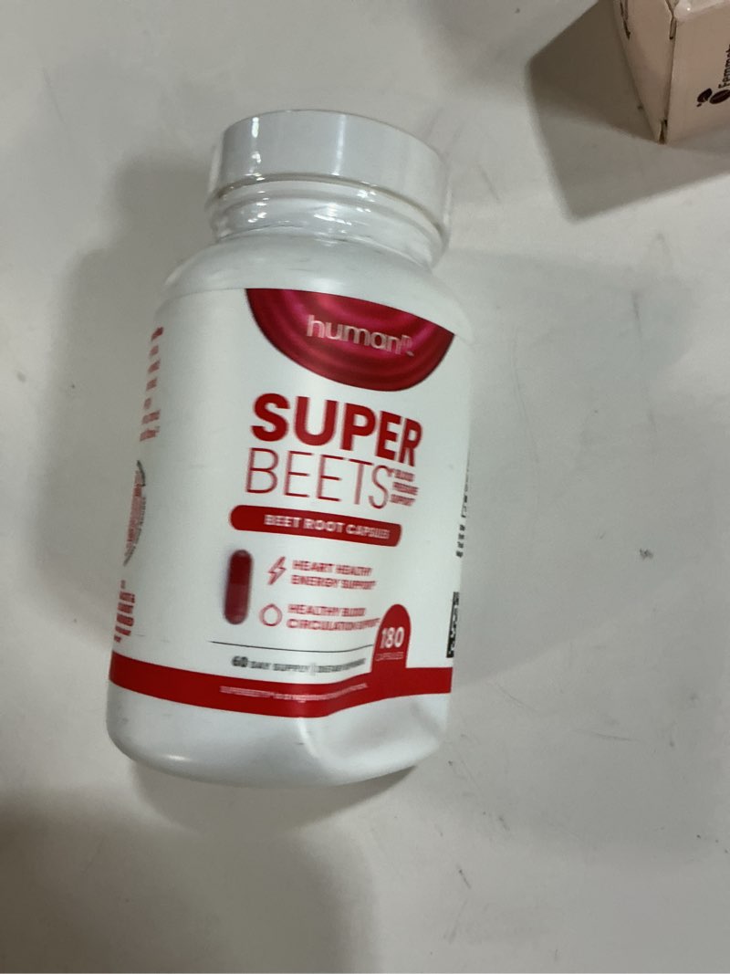 Condition photo showing New/Like New for Exp/09/2027)Humann SuperBeets Beet Root Capsules Quick Release 1000mg, Helps Support Nitric Oxide Production, Blood Pressure, Heart Health, Contains Non-GMO Beetroot Powder, Studied Antioxidants 180 Count 180 Count (Pack of 1)