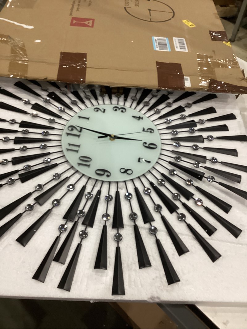 Condition photo showing Good Condition for fleble modern large wall clocks for living room decor big silent wall clock battery operated non-ticking for kitchen bedroom home decoration black metal round quartz clock wall for office indoor black 27.5 inch