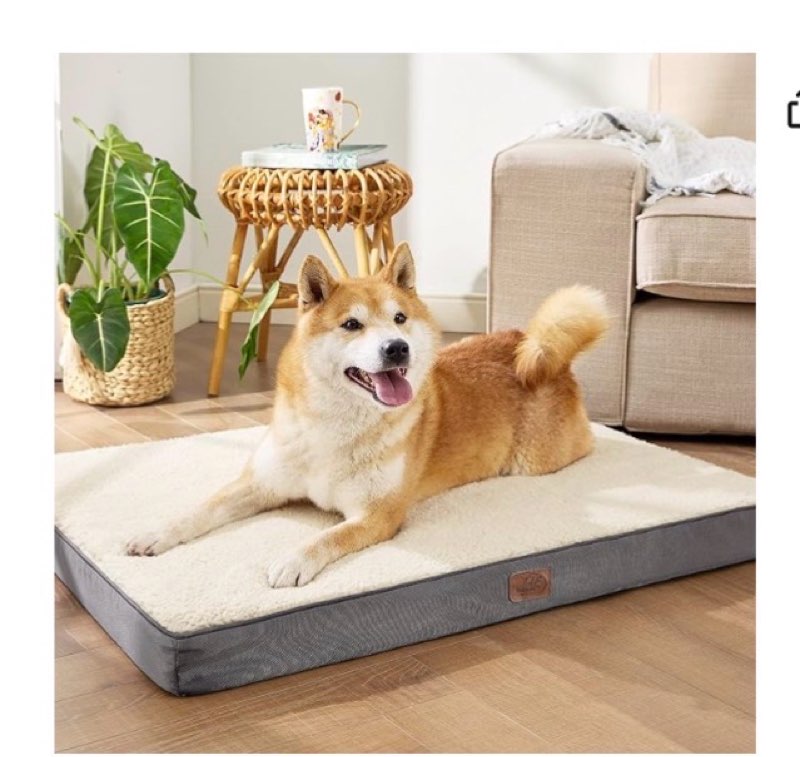 bedsure large dog bed for crate - comfy flat pet beds with removable washable cover, orthopedic egg crate foam crate mat, suitable for pet up to 50 lbs