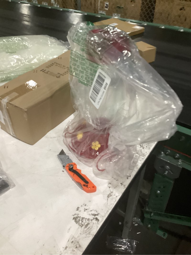 Condition photo showing As Is for perky-pet 209b-1sr glass hummingbird feeders for outdoors hanging - 30 fl oz nectar capacity - ant & bee guarded red bird feeder red hummingbird feeder