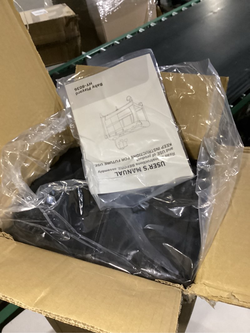 Condition photo showing New/Like New for Pack and Play with Changing Table & Carry Bag, 4-in-1 Portable Crib Playpen for Newborn to Toddler, ASTM Certified Foldable Travel Crib with Bassinet(A-Black)