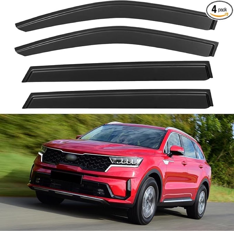 Window Visors Rain Guards Shield for 2021 2022 2023 2024 2025 Kia Sorento, Out-Channel Window Vent Wind Deflectors Visors Shades for 21-25