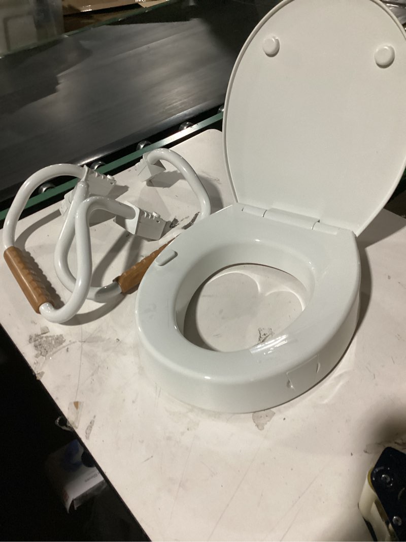 Condition photo showing Good Condition for raised elongated toilet seat 18.5'' for seniors – soft close, quick release & connect, sturdy pp material, won’t loosen, ideal for elderly & limited mobility, white raised seat only & essential