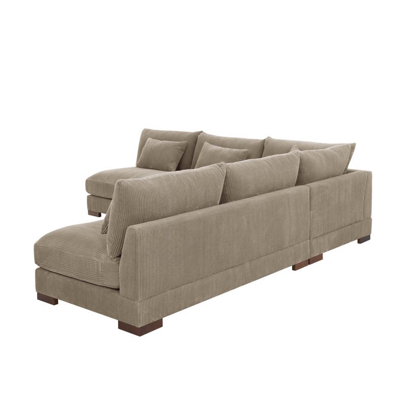 ( incomplete ,only 1 box)Caileigh 3 - Piece Corduroy Sectional Camel Corduroy