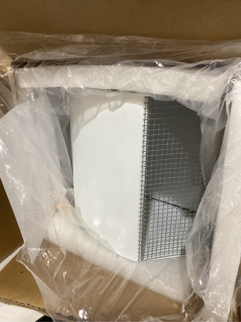 Condition photo showing Good Condition for 8 inch wall vent, heavy-duty galvanized steel hooded wall vent cover with screen and damper exhaust vents cover cap wall-mount outside for house kitchen bathroom dryer ventilation 8inch white