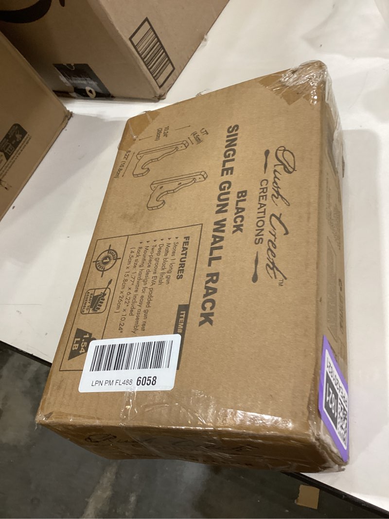 Condition photo showing Good Condition for rush creek creations | indoor 1-gun rack for wall for shooting rifles and airsoft shotguns, single g