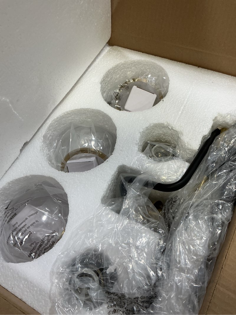 Condition photo showing Good Condition for 3 Light Modern Bathroom Light Fixtures Over Mirror (LED Bulbs Included), Black Gold Vanity Lights for Bathroom Wall Sconces with Clear Globe Glass Glass Shades