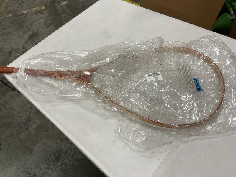 Condition photo showing New/Like New for riverruns fly fishing net landing net wooden net soft rubber mesh trout net freshwater saltwater fishing net with safety cord net gifts for father men long handle wooden net