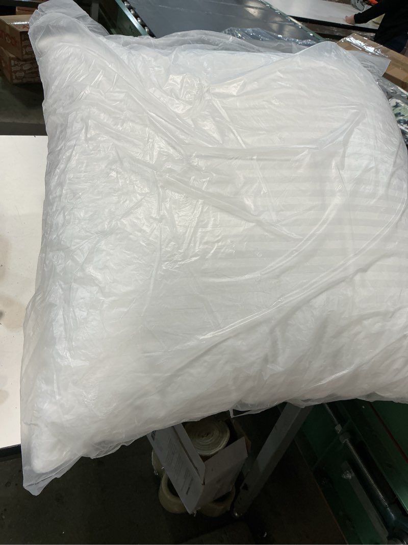 Condition photo showing As Is for Oubonun 26 x 26 Euro Pillow Inserts, Firm and Fluffy Decorative Square Pillows for Couch Bed Sofa with Soft Cotton Cover White Cushion with Down Alternative Pack of 2 26x26 Inch (Pack of 2)