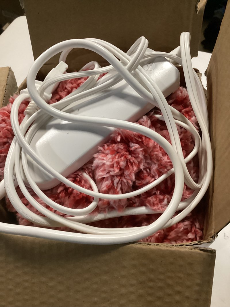 Condition photo showing As Is for Heated Blanket Heated Throw, Electric Blanket 50"x60" Heating Blanket with 8 Hours Auto Off 10 Fast Heating Levels Machine Washable Sherpa Heated Blanket with Overheating Protection Red Throw(50" x 60")