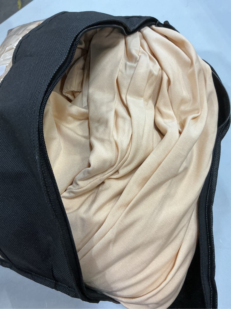 Condition photo showing As Is for 4 pk champagne cocktail table cloth round 32×43in-high top highboy bar cocktail tablecloths-wrinkle 