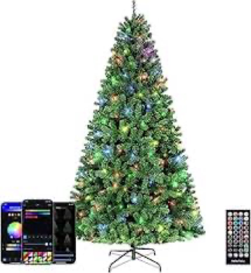 Brightown 6FT Christmas Tree, Prelit Lighted Artificial Tree, Pre Lit Christmas Trees for Holiday, V