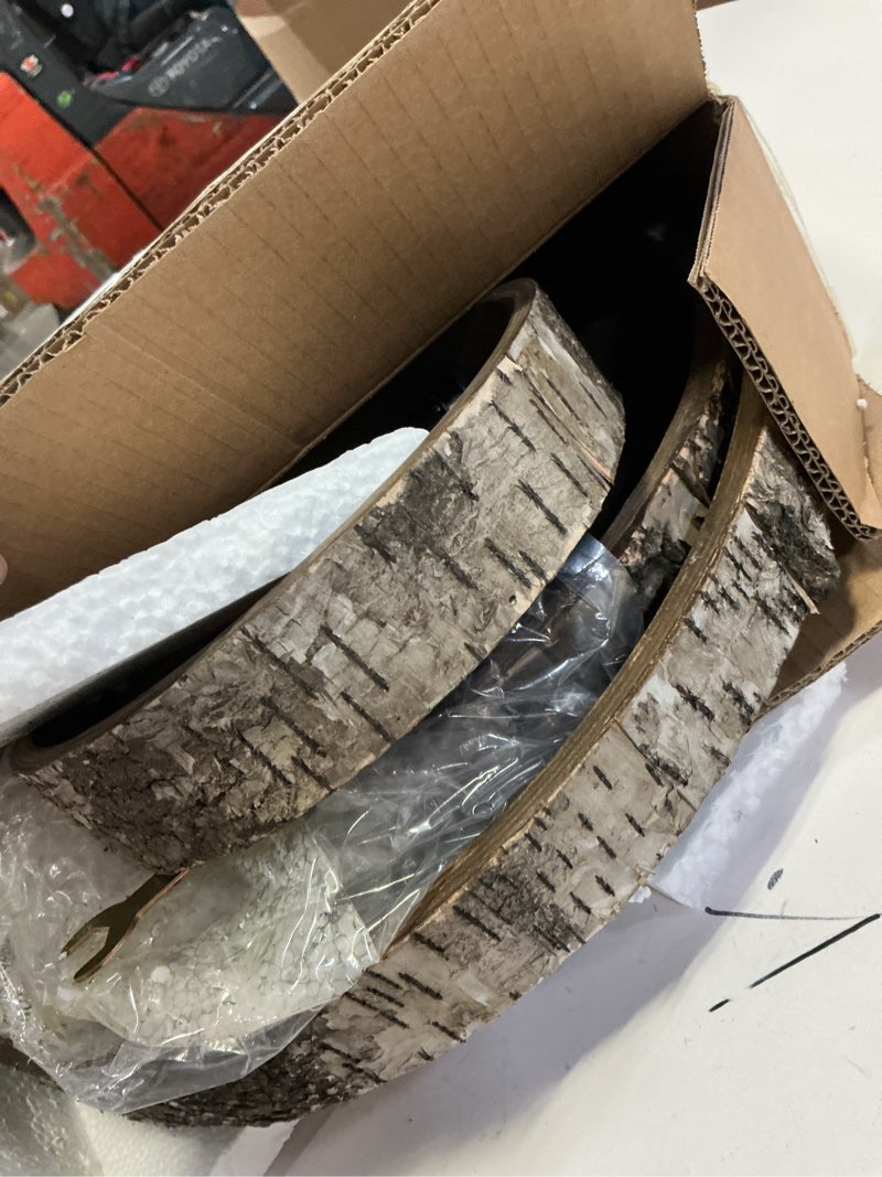 Condition photo showing Good Condition for kate and laurel white birch 3-tiered decorative modern farmhouse wooden tray with black metal carrying handle in rustic brown