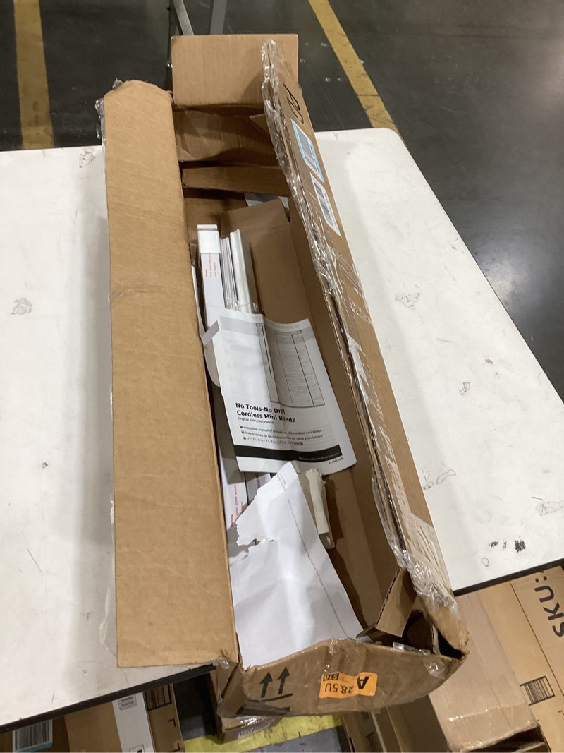 Condition photo showing Good Condition for lazblinds no tools no drill 1" vinyl mini blinds, cordless blinds for windows, light filtering horizontal window blinds & shades, 20" w x 36" h, white cordless-white 20" w x 36" h