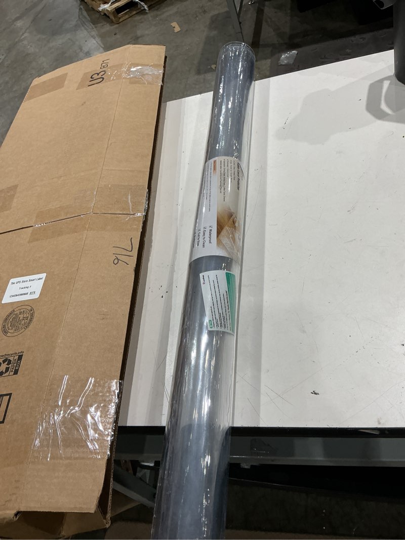 Condition photo showing Good Condition for lovepads clear table cover protector 39 x 71 inch, 1.5mm thick plastic table cover, table protector for dining room table, waterproof vinyl tablecloth table pad mat for kitchen, dresser, writing desk 39" x 71" (rectangular) clear 1.5mm