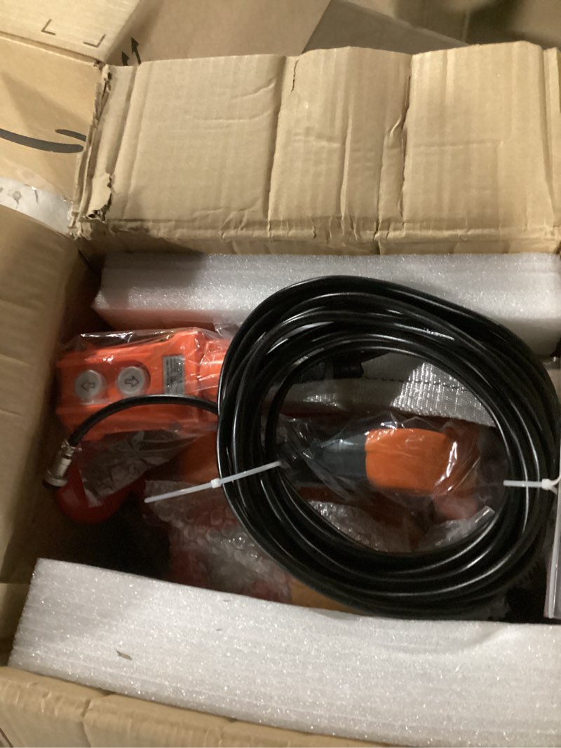 Condition photo showing Good Condition for 3-in-1 electric hoist winch 1500w powerful portable 120v winch with 1100lbs loading capacity, 16 ft/min lift speed, 25ft lifting height – perfect for garages, warehouses, and factories 1100lb orange
