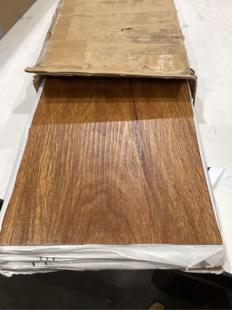 Condition photo showing Good Condition for peel and stick floor tile vinyl wood plank rigid surface hard core easy diy self-adhesive flooring