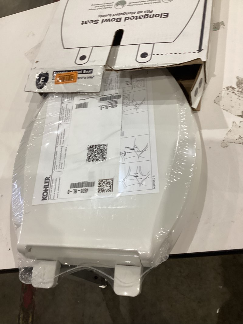 Condition photo showing New/Like New for kohler 4636-rl-0 cachet readylatch elongated toilet seat slow close, soft close toilet seat quiet lid, contoured grip-tight bumpers installation hardware, apartment essentials, white white elongated ready latch