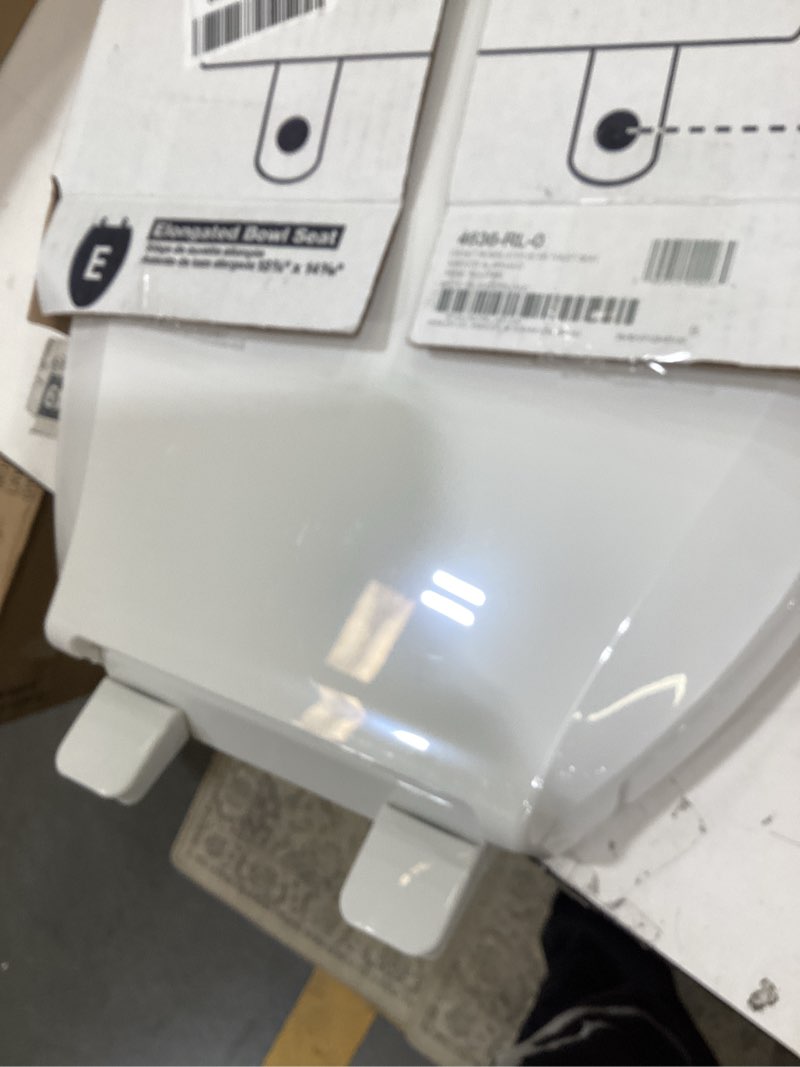Condition photo showing Good Condition for kohler 4636-rl-0 cachet readylatch elongated toilet seat slow close, soft close toilet seat quiet lid, contoured grip-tight bumpers installation hardware, apartment essentials, white white elongated ready latch