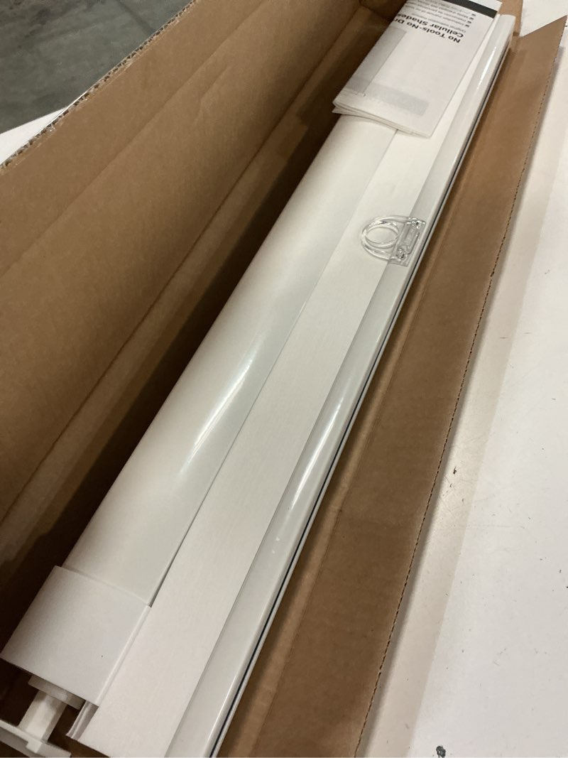 Condition photo showing As Is for lazblinds no tools no drill cordless cellular shades, light filtering honeycomb shades for home, thermal insulation blinds for windows, 24" w x 48" h, white light filtering-white 24" w x 48" h