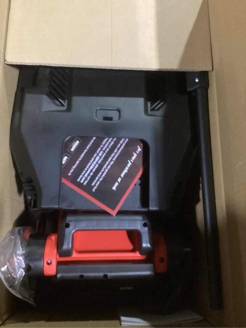 Condition photo showing Good Condition for mzk 20v 13" electric lawn mower, brushless cordless lawn mower with 4-position height adjustment, walk-behind push mowers with 8 gallon grass bag, 2 x 4.0ah batteries & charger included, lm13b8 red