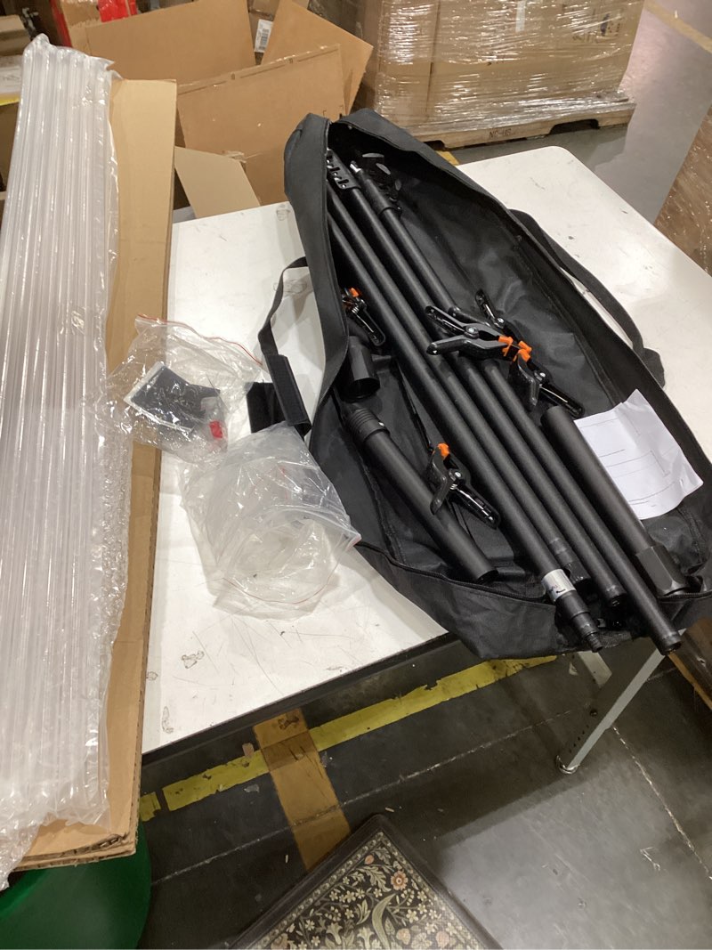 Condition photo showing Good Condition for emart backdrop stand 10x7ft(wxh) photo studio adjustable background stand support kit with 2 crossbars, 8 clamps, 2 sandbags and carry bag for parties, events decoration, wedding, photography 10x7ft black