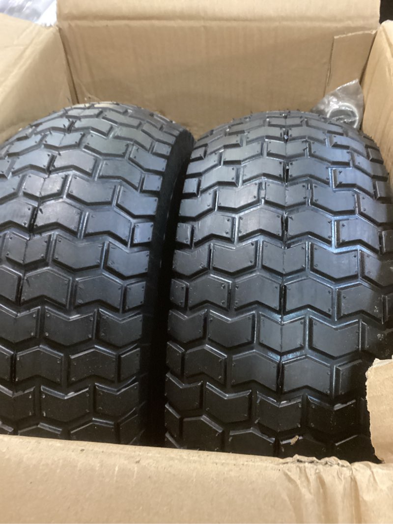 Condition photo showing Good Condition for 16x6.5-8 tubeless tire and wheel,2 pcs replacement riding lawn mower garden tractor front wheel tire and wheel with 3" offset hub, 3/4" bearing or 1" bore bushing 16x6.5-8-nylon tires