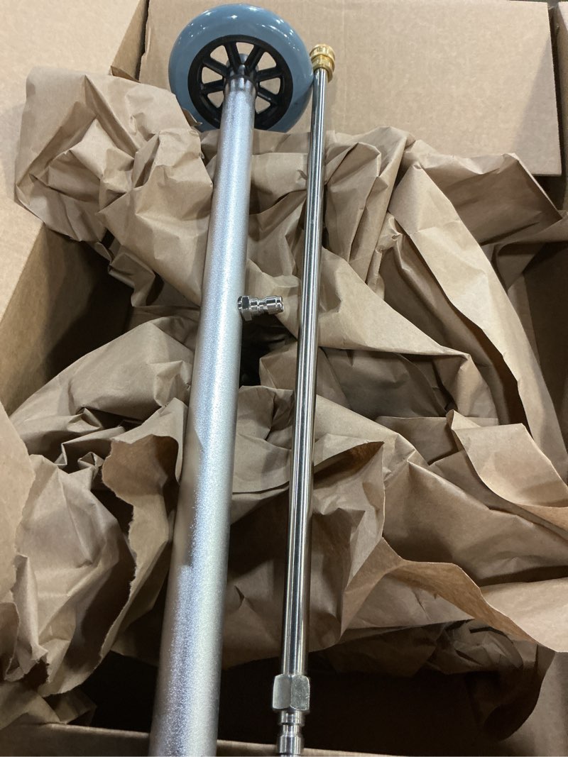 Condition photo showing As Is for (incomplete ,only 2 pcs)ridge washer pressure washer undercarriage cleaner, 24 inch undercarriage car washer, under car pressure washer attachment with 3 pcs extension wand, 4000 psi