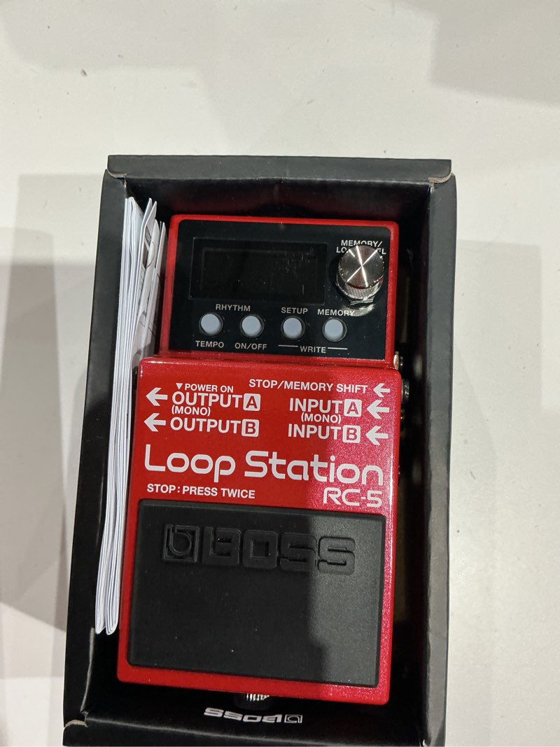 Condition photo showing As Is for boss rc-5 loop station | advanced looping features in a compact pedal | 32-bit ad/da and 32-bit floating-point processing | 13 hours record time | multi-color lcd | midi/io & usb connectivity