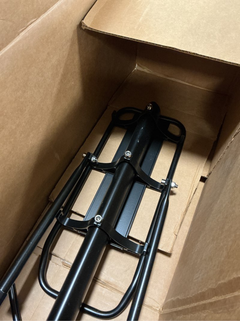 Condition photo showing As Is for West Biking 110Lb Capacity Almost Universal Adjustable Bike Cargo Rack Cycling Equipment Stand Footstock Bicycle Luggage Carrier Racks with Reflective Logo