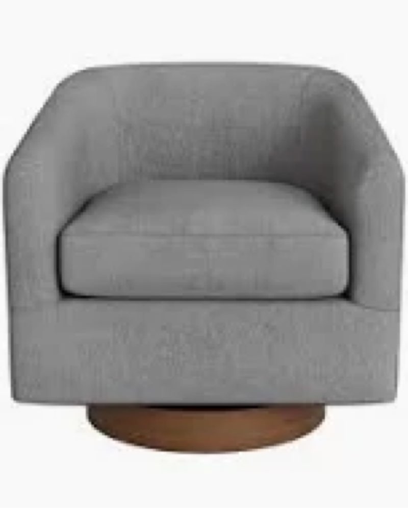 Forno Upholstered Swivel Barrel Chair With Wood Base