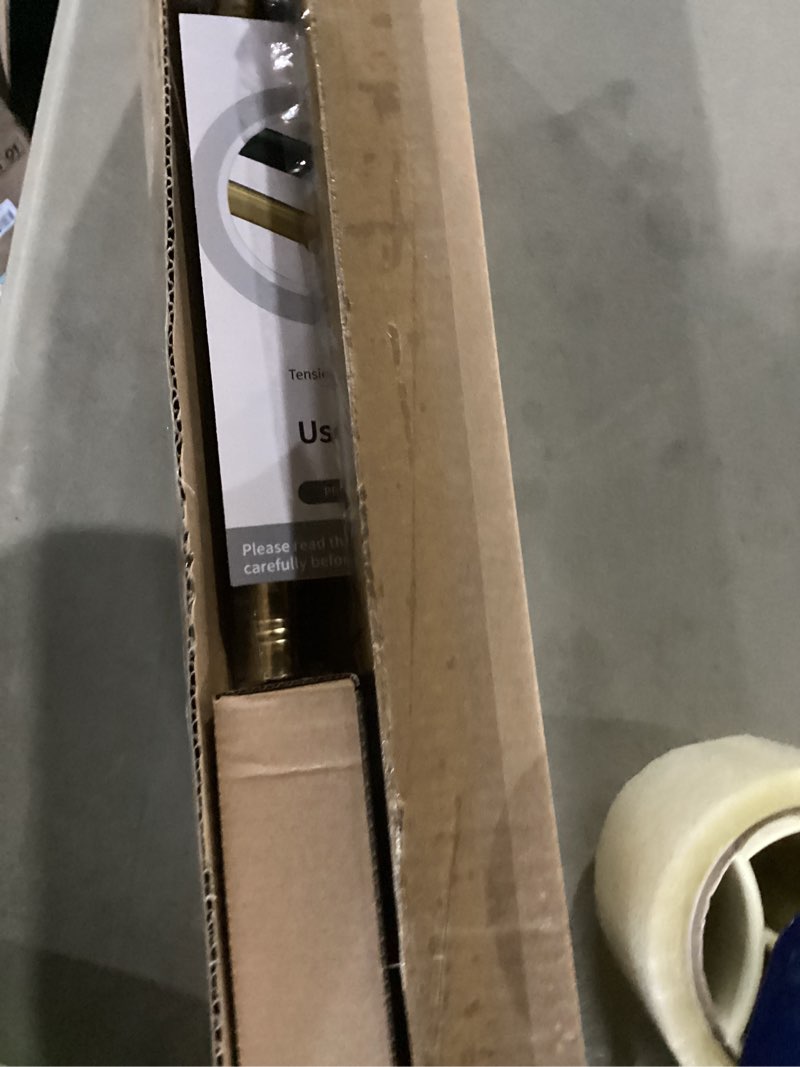 Condition photo showing New/Like New for YNL Shower Curtain Rod 34-82 Inches (2.8-6.8ft) Adjustable Spring Shower Rod No Drilling, Non-Slip, Never Rust, Stainless Steel, Suitable for Bathroom Window Living room, Gold Gold M:34-82"