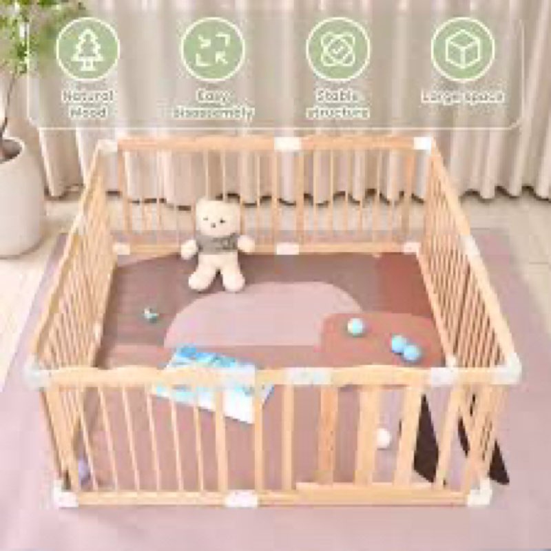 Wooden baby playpen large fence