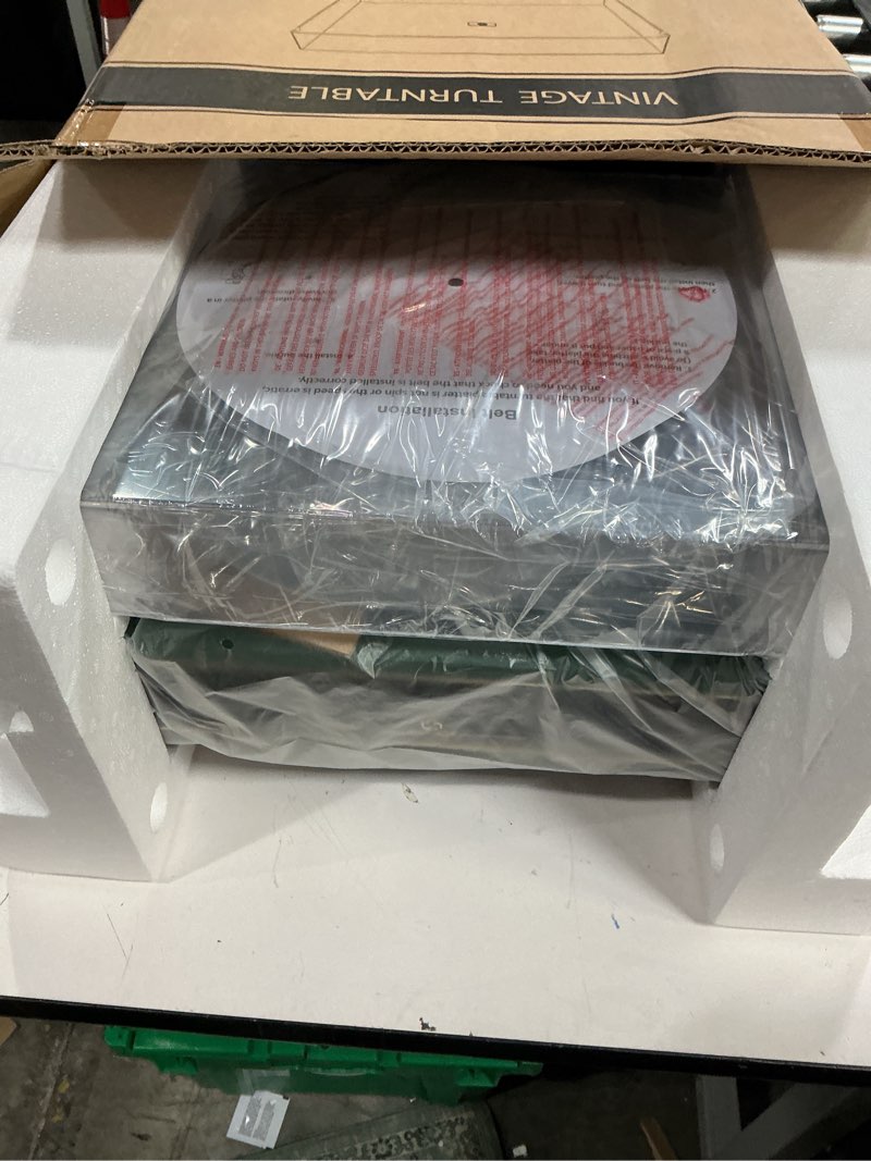 Condition photo showing New/Like New for turntable record player with built-in speakers, vinyl record player support bluetooth playback auto stop 33&45 rpm speed rca line out aux in all-in-one belt-drive turntable for vinyl records green