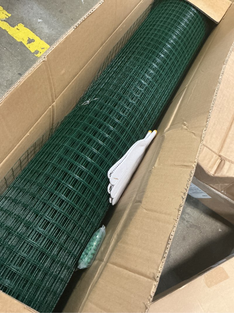 Condition photo showing New/Like New for tongmo 48" x 100' green chicken wire fencing, 19 gauge green wire fence, 1"x1" mesh size metal welded wire garden fence roll, poultry netting for rabbit/duck/chicken