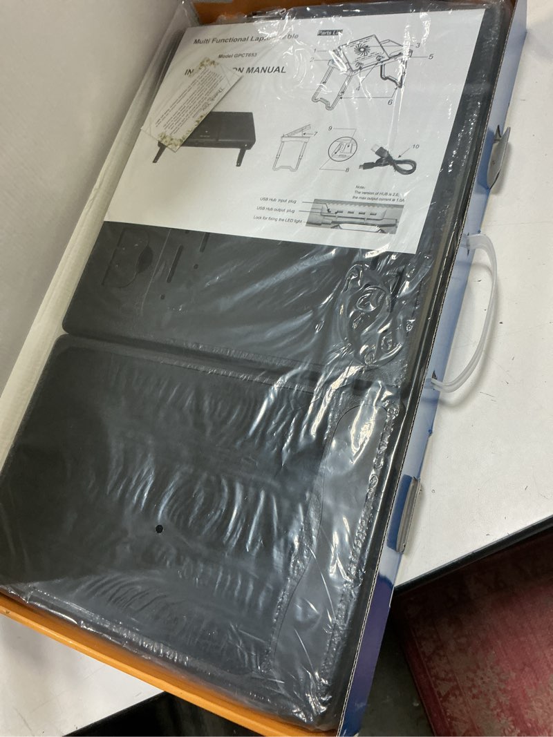 Condition photo showing Good Condition for Moclever Laptop Bed Stand – Adjustable Laptop Table with Cooling Fan, Foldable Laptop Desk with USB Hub, LED Light & Storage – Multi-Functional Computer Tray for Bed, Sofa, Home, and Office