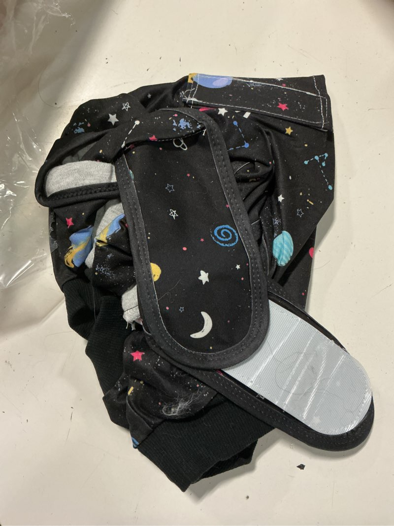 Condition photo showing As Is for petwarm dog recovery suit, onesie for dogs after surgery, professional pet surgery recovery shirt, abdominal wounds bandages, prevent licking dog onesies, galaxy pattern, black, l large black