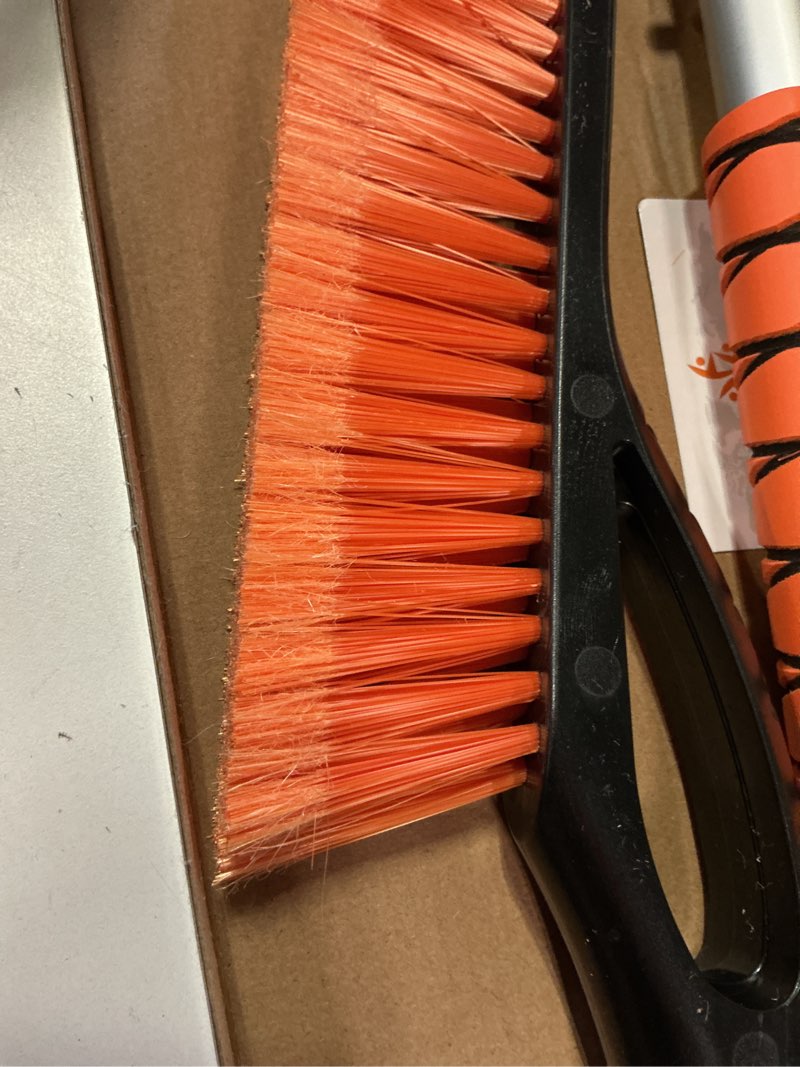 Condition photo showing As Is for EcoNour 27" Aluminum Ice Scrapers for Car Windshield | Car Snow Scraper Window and Snow Brush with Ergonomic Foam Grip Winter Accessories (Orange) Orange 27"