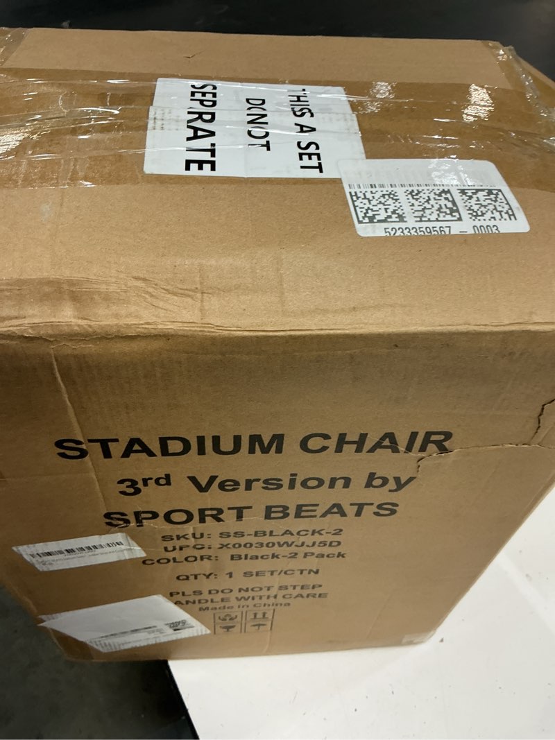 Condition photo showing Good Condition for sport beats stadium seats with back support bleacher chairs with back and cushion thick padded bleacher seats includes shoulder strap black 2pcs regular - 17" w x 12" d x 16.5" h