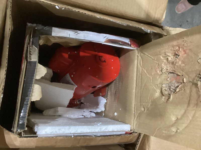 Condition photo showing As Is for nottested red lion rl-sprk150 115/230 volt, 1.5 hp, 71 gpm cast iron sprinkler/irrigation pump with thermoplastic impeller, red, 97101501 1.5 hp, thermoplastic impeller, 115/230 volt sprinkler pump