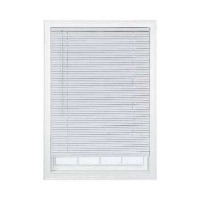 Pre-Cut 68 in. W x 64 in. L White Cordless Light Filtering Vinyl Mini Blind with 1 in. Slats
