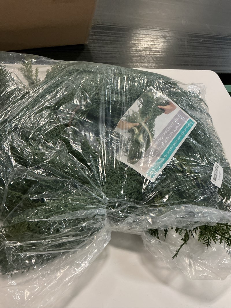 Condition photo showing Good Condition for Christmas Norfolk Pine & Cedar Garland - 6 Ft mas Lighted Real Touch Mixed Green Artificial Greenery Garland for Table, Mantle, Stairs Railing, Indoor, Outdoor Christmas Decorations 5.9 Ft 1