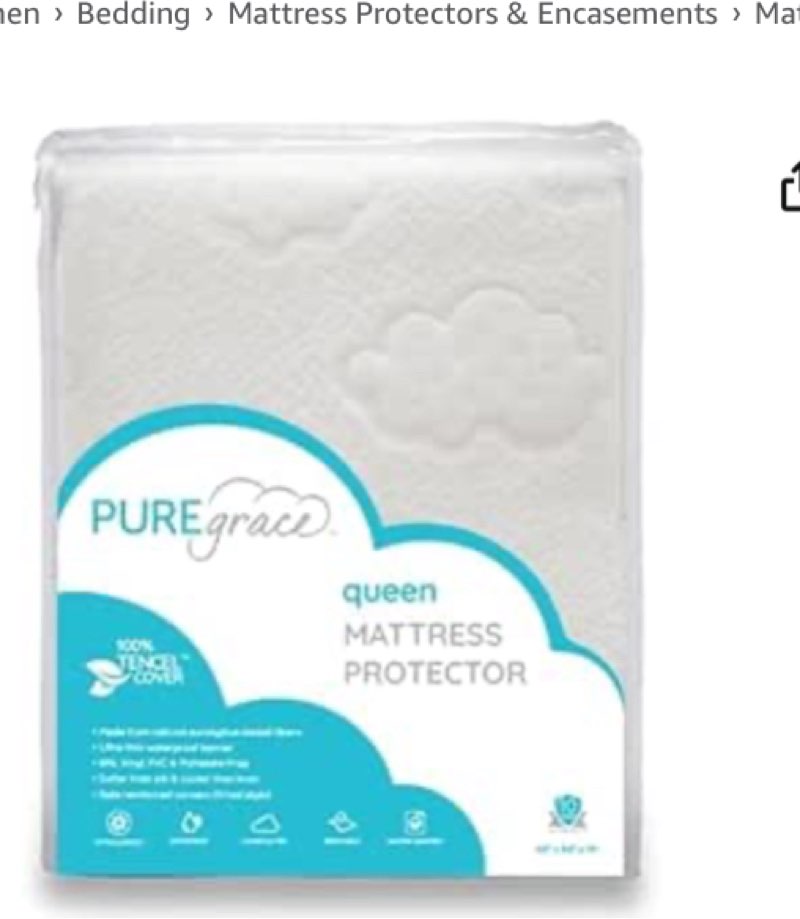 List  PUREgrace Tencel Mattress Protector (Queen) – Waterproof, Noiseless Cover, Soft and Breathable with Deep-Pocketed Corners for Secure Fit                   PUREgrace Tencel Mattress Protector (Queen) – Waterproof, Noiseless Cover, Soft and Breathable with Deep-Pocketed Corners for Secure Fit(similar)