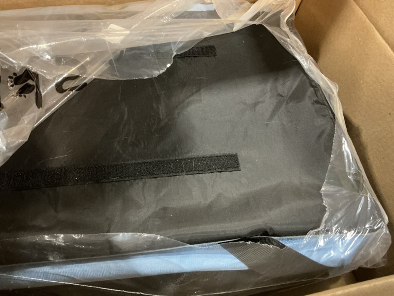 Condition photo showing As Is for Petskd 26"x17"x17" Extra Large Cat Carrier with Litter Box for Large Cat or 2 Small Cats under 55LBS, Collapsible Soft Sided Pet Carrier for Car Travel with Seat Belt Buckles and Locking Zippers(Blue)