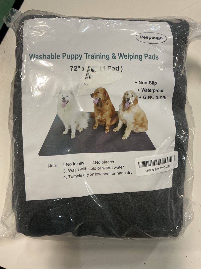 Condition photo showing New/Like New for peepeego non-slip dog pads extra large 72" x 72", washable pee pads with fast absorbent, reusable, waterproof for training, whelping, housebreaking, incontinence, for playpen 72x72 inch (pack of 1)