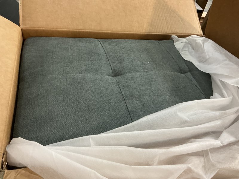 Condition photo showing As Is for (Incomplete only ottoman)  L Shaped Sectional Sofa with Ottoman, Modern Couches for Living Room, Microfiber Facing, Bedroom, Office Green