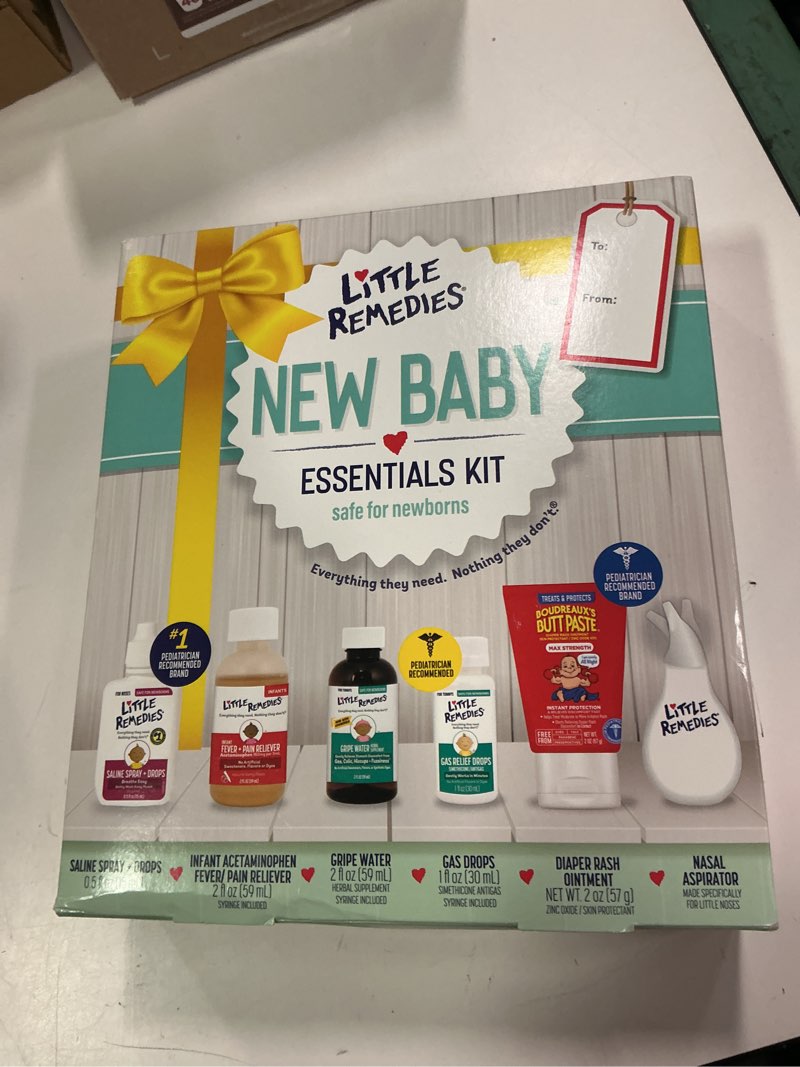 Condition photo showing New/Like New for ( exp: 2027/03)Little Remedies New Baby Essentials Kit with Saline Nasal Spray, Diaper Rash Cream, Gas Relief Drops, Gripe Water & More, Safe for Newborns