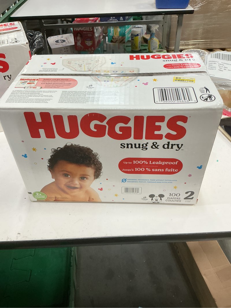 Condition photo showing New/Like New for huggies size 2 diapers, snug & dry baby diapers, size 2 (12-18 lbs), 100 count size 2 100