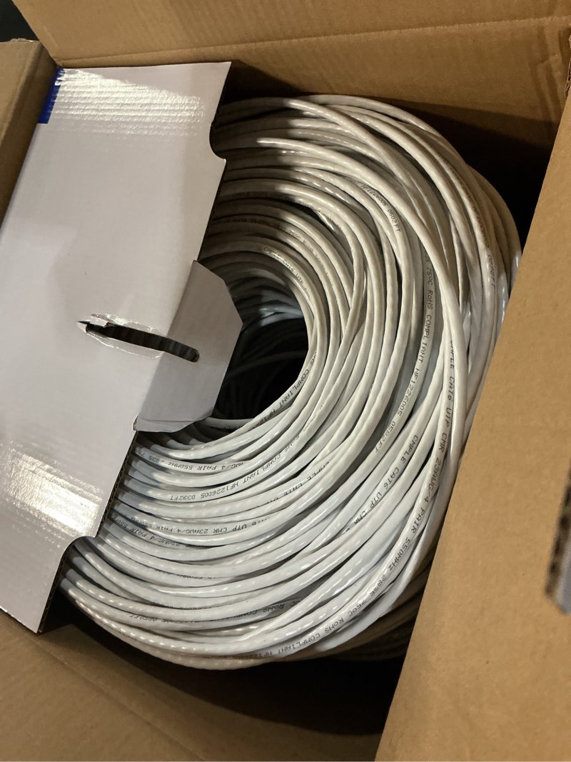 Condition photo showing Good Condition for cmple - cat6 cable 1000ft bulk lan ethernet cat 6 wire network utp 23awg cmr riser 10gbps 550 mhz pull box 1000 feet, white